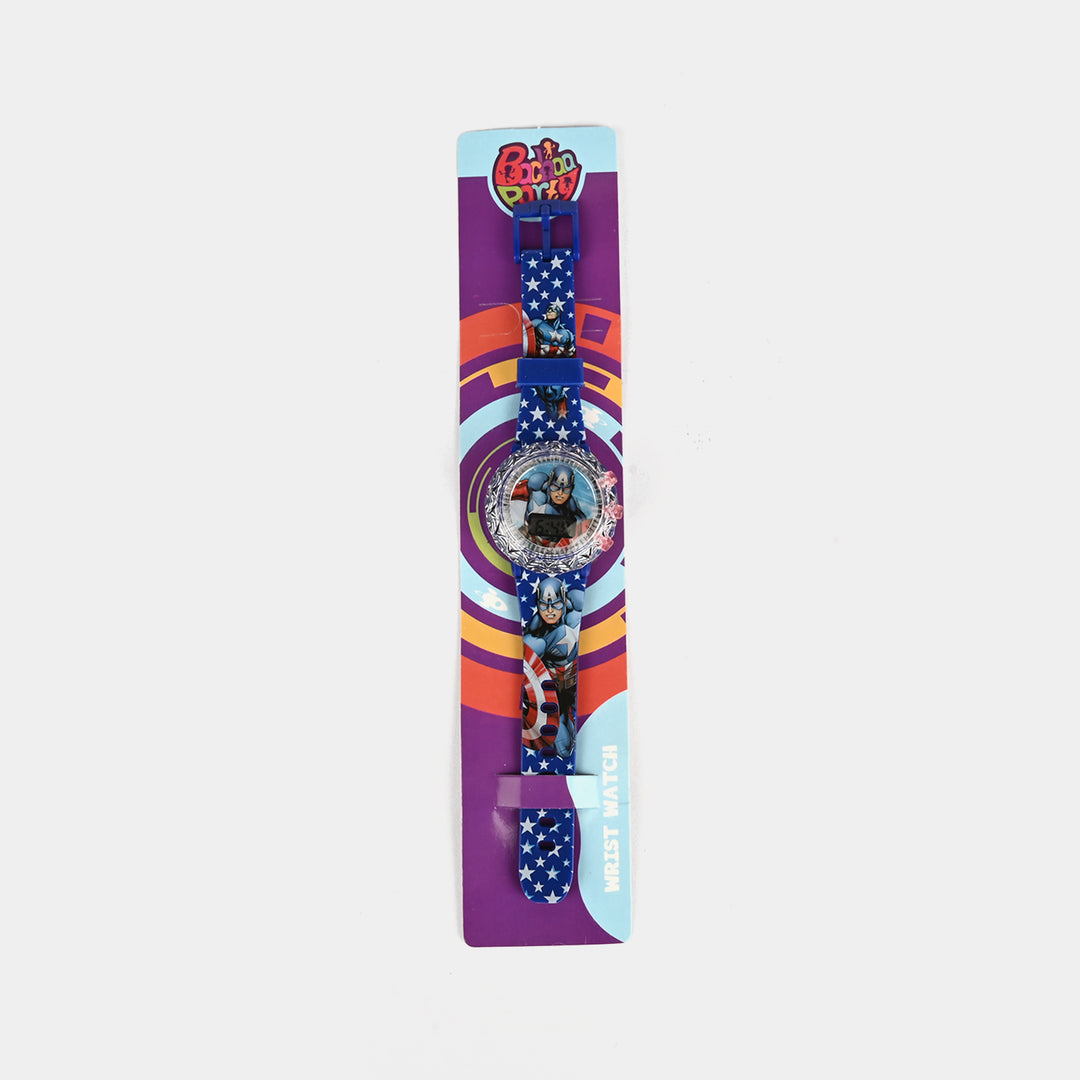 Kids Round Dial Spinning Wrist Watch with Light & Sound