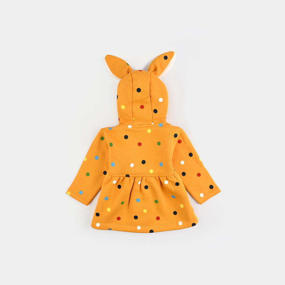 Infant Girls Fleece Knitted Jacket Rabbit-Yellow