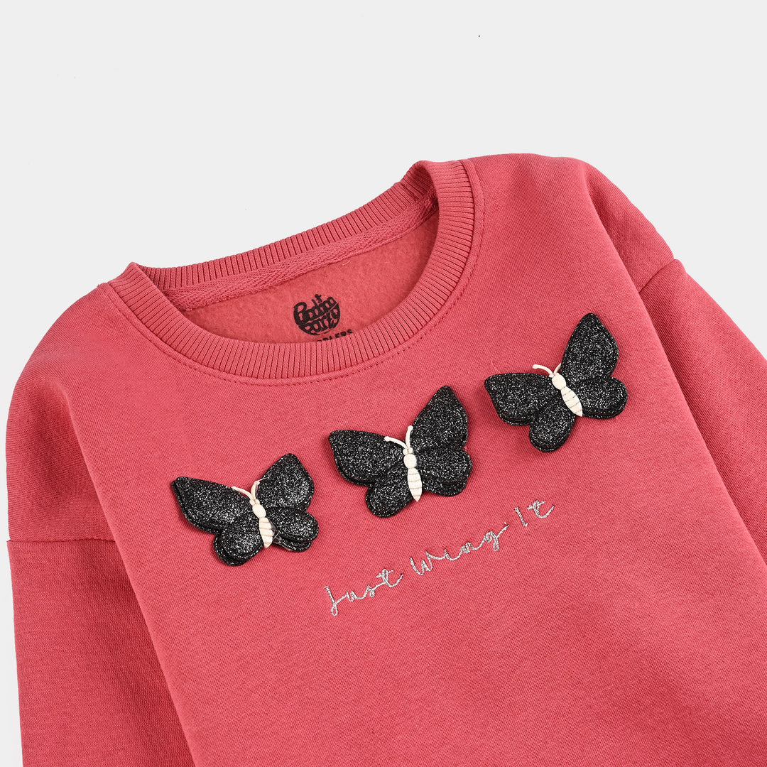 Girls Fleece Sweatshirt Just Like Magic-Rose