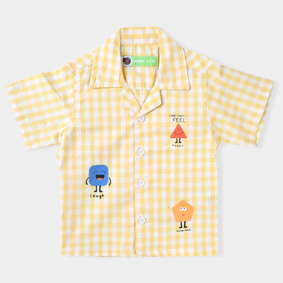 Infant Boys Yarn Dyed Basic Casual Shirt-Yellow