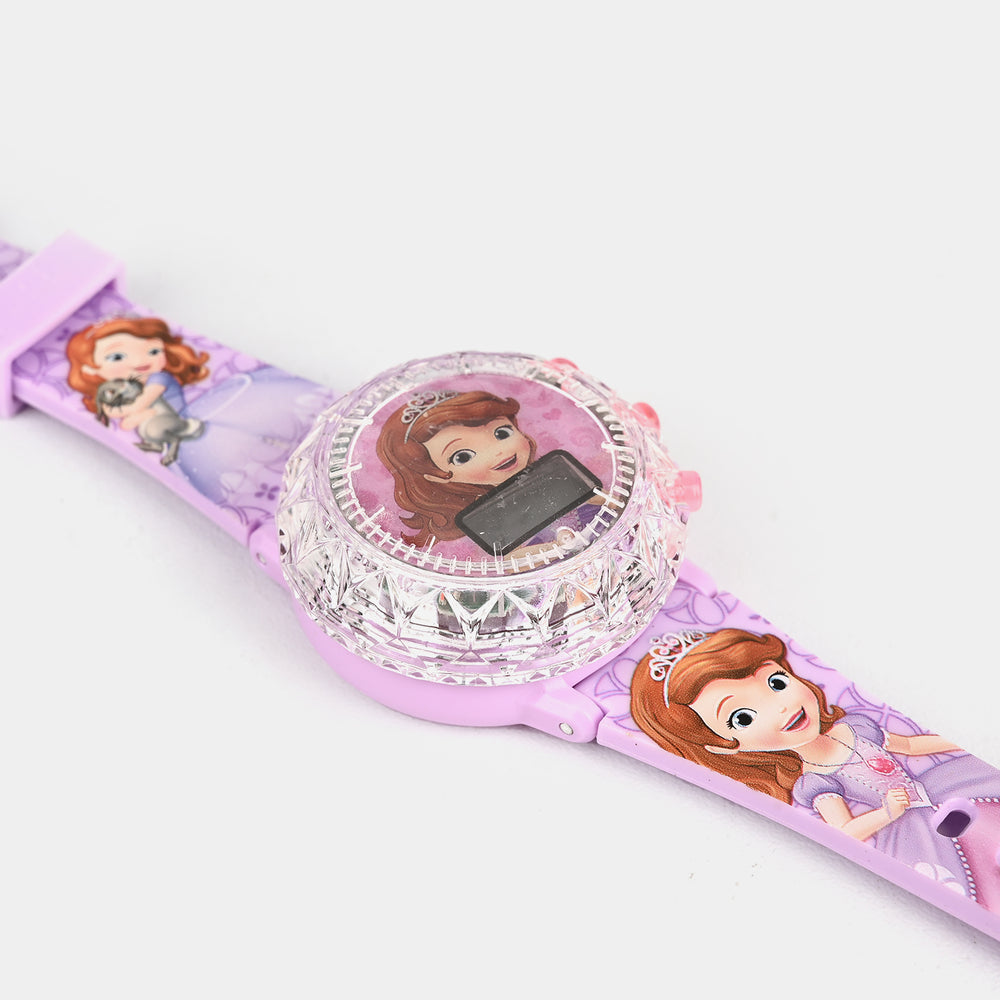 Girls Character Watch Round Dial With Light