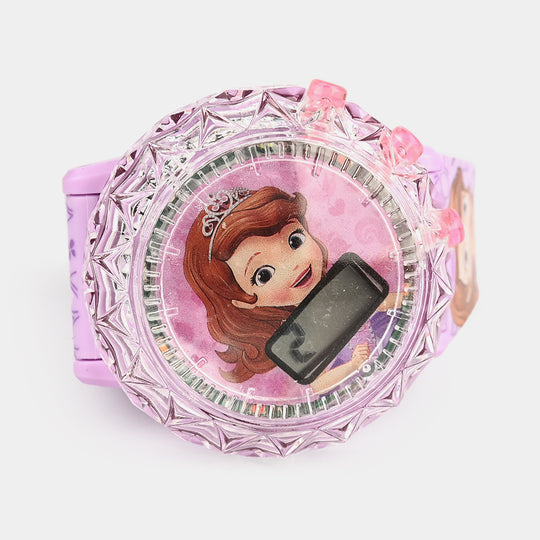 Girls Character Watch Round Dial With Light