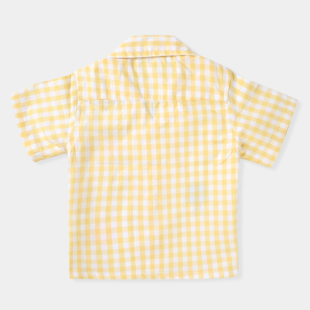 Infant Boys Yarn Dyed Basic Casual Shirt-Yellow