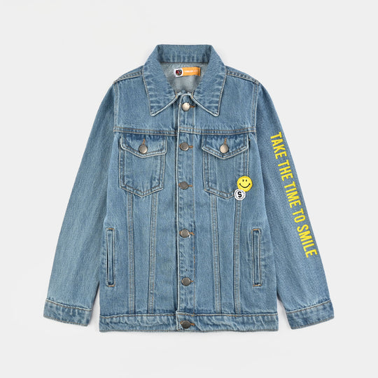 Boys Denim Stretch Jacket Smile-Light Blue