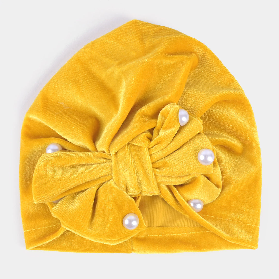 Baby Turban Cap/Hat Velvet 3M+ | Yellow