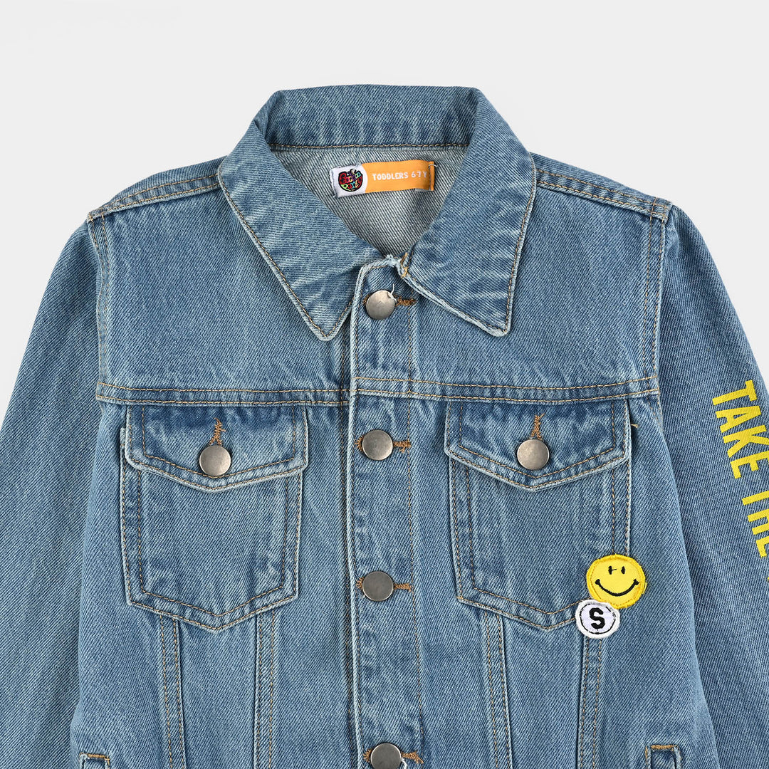 Boys Denim Stretch Jacket Smile-Light Blue