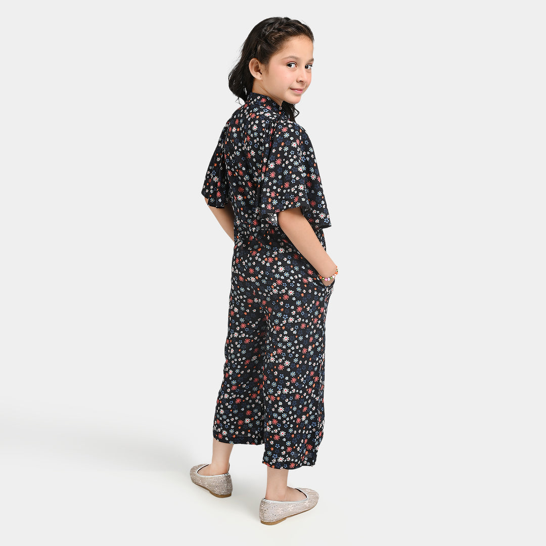 Girls Viscose Jumpsuit Astro-BLACK