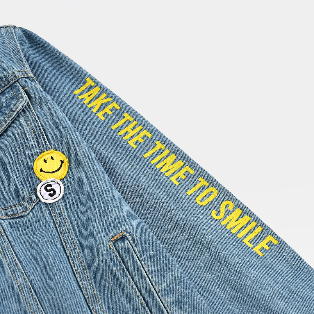 Boys Denim Stretch Jacket Smile-Light Blue
