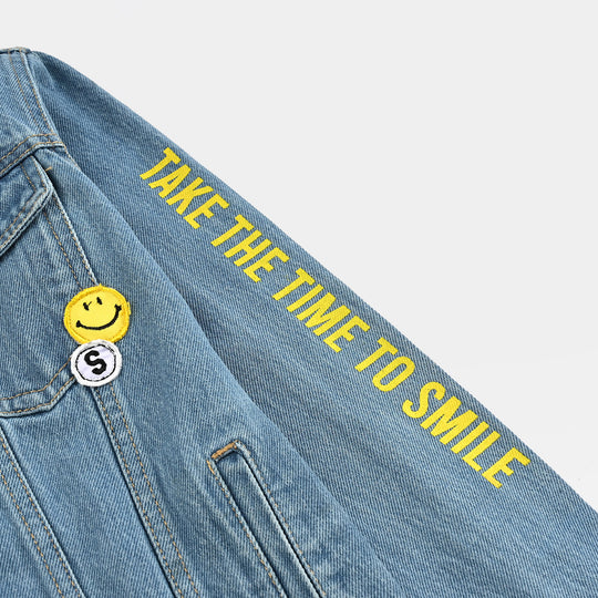 Boys Denim Stretch Jacket Smile-Light Blue