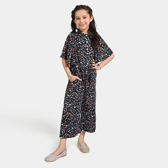 Girls Viscose Jumpsuit Astro-BLACK