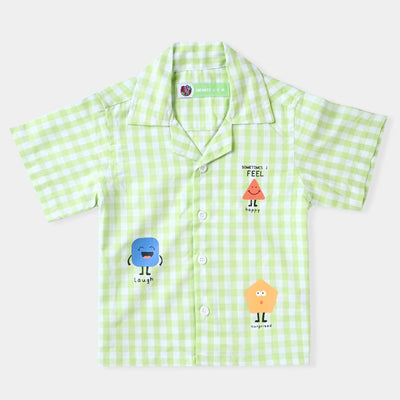 Infant Boys Yarn Dyed Basic Casual Shirt-Green