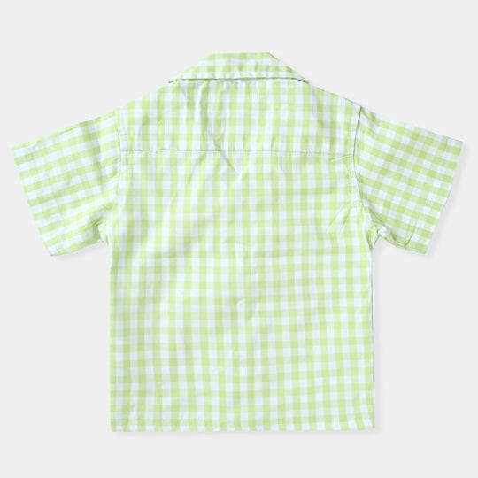 Infant Boys Yarn Dyed Basic Casual Shirt-Green