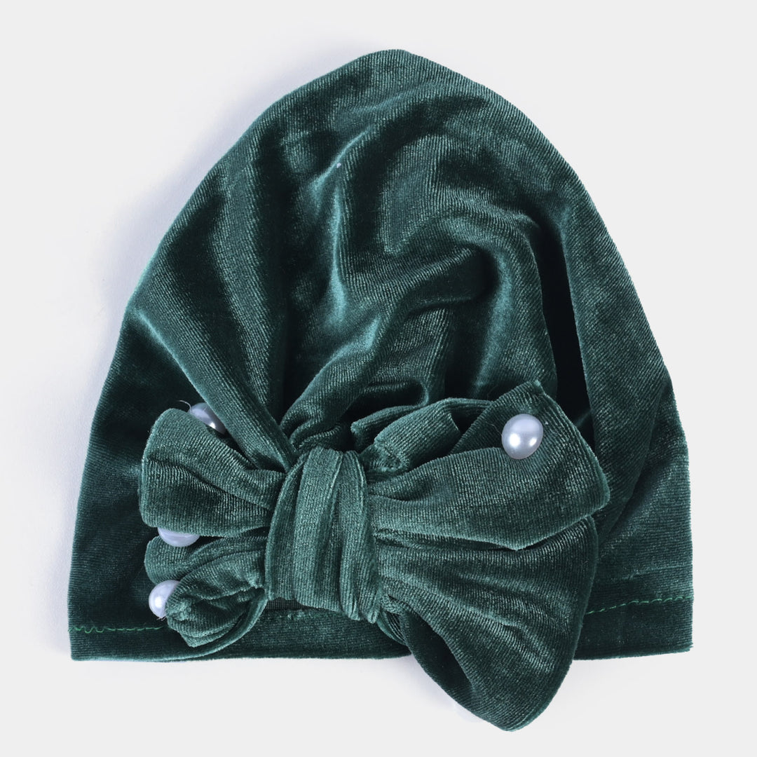 Baby Turban Cap/Hat Velvet 3M+ | Sea Green