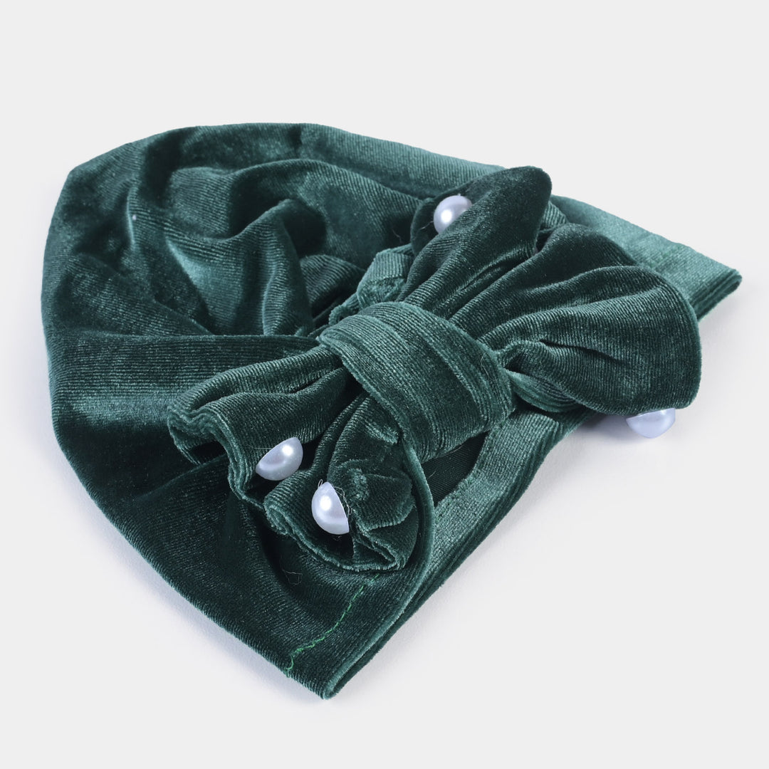 Baby Turban Cap/Hat Velvet 3M+ | Sea Green