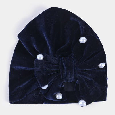 Baby Turban Cap/Hat Velvet 3M+ | Navy Blue