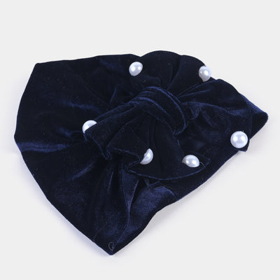 Baby Turban Cap/Hat Velvet 3M+ | Navy Blue