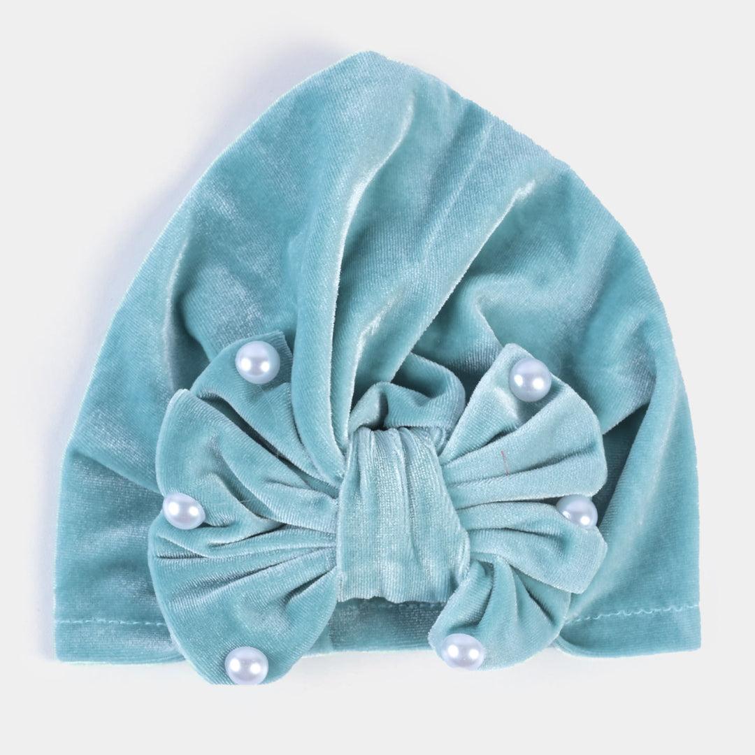 Baby Turban Cap/Hat Velvet 3M+ | Sea Green