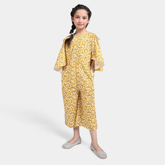 Girls Viscose JumpSuit Carnation-Mustard