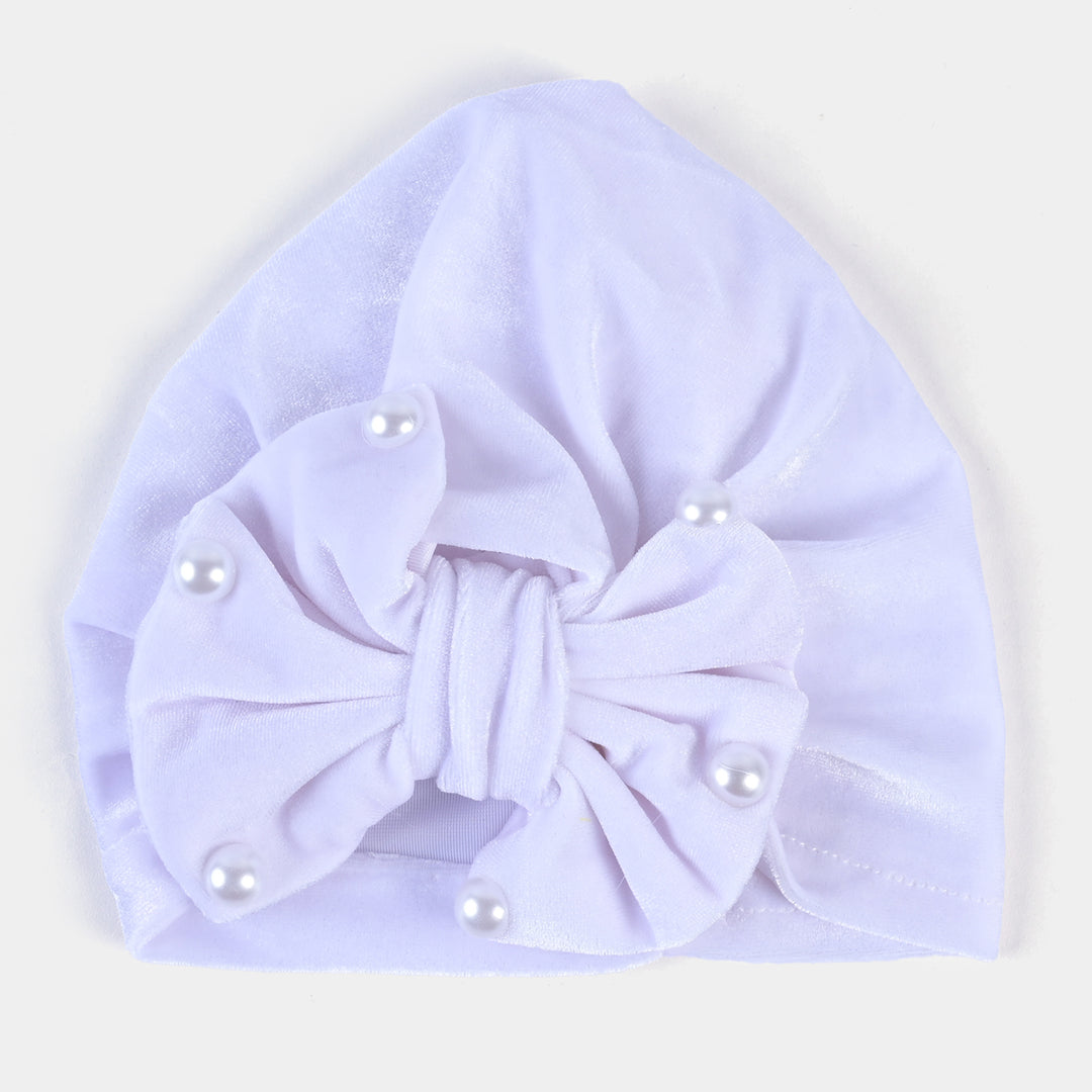 Baby Turban Cap/Hat Velvet 3M+ | White