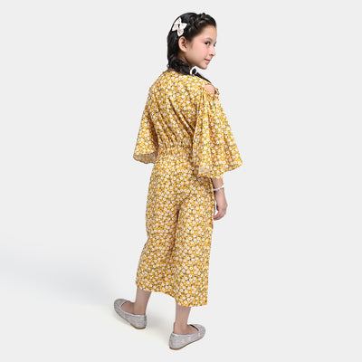 Girls Viscose JumpSuit Carnation-Mustard