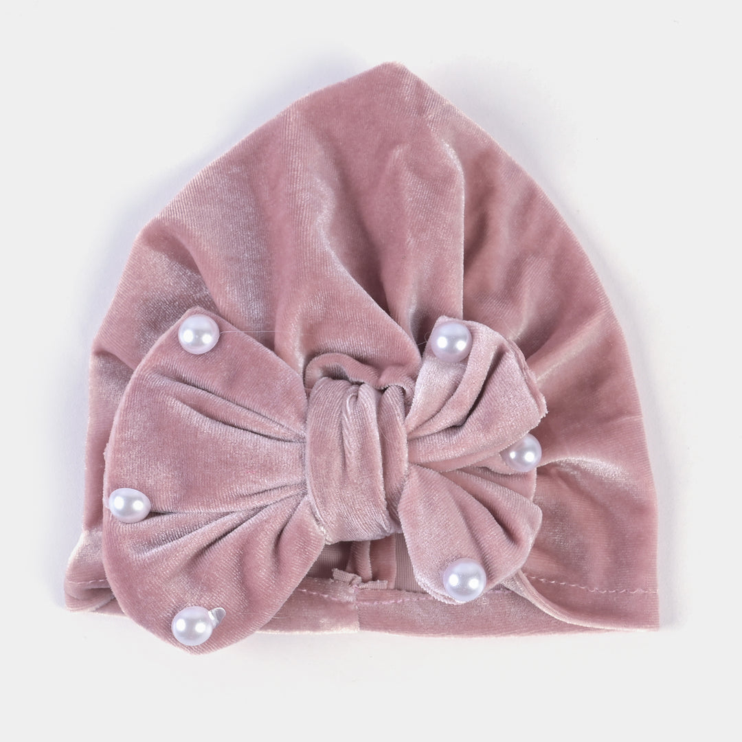 Baby Turban Cap/Hat Velvet 3M+ | Peach