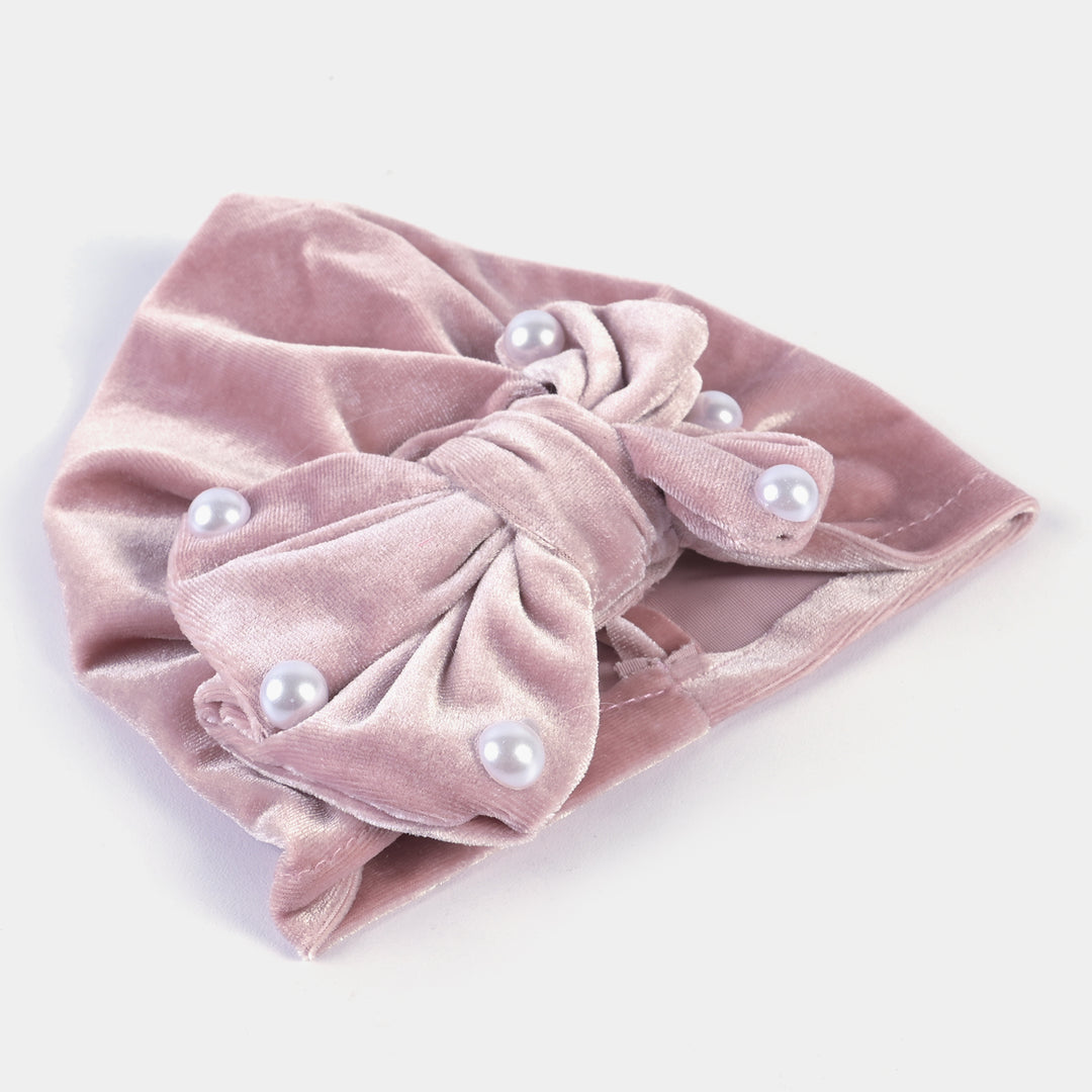 Baby Turban Cap/Hat Velvet 3M+ | Peach