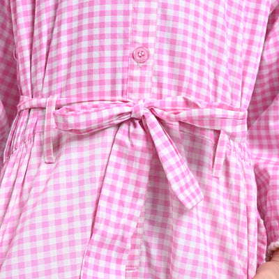 Girls Cotton Poplin JumpSuit Pink Cheeks-Pink