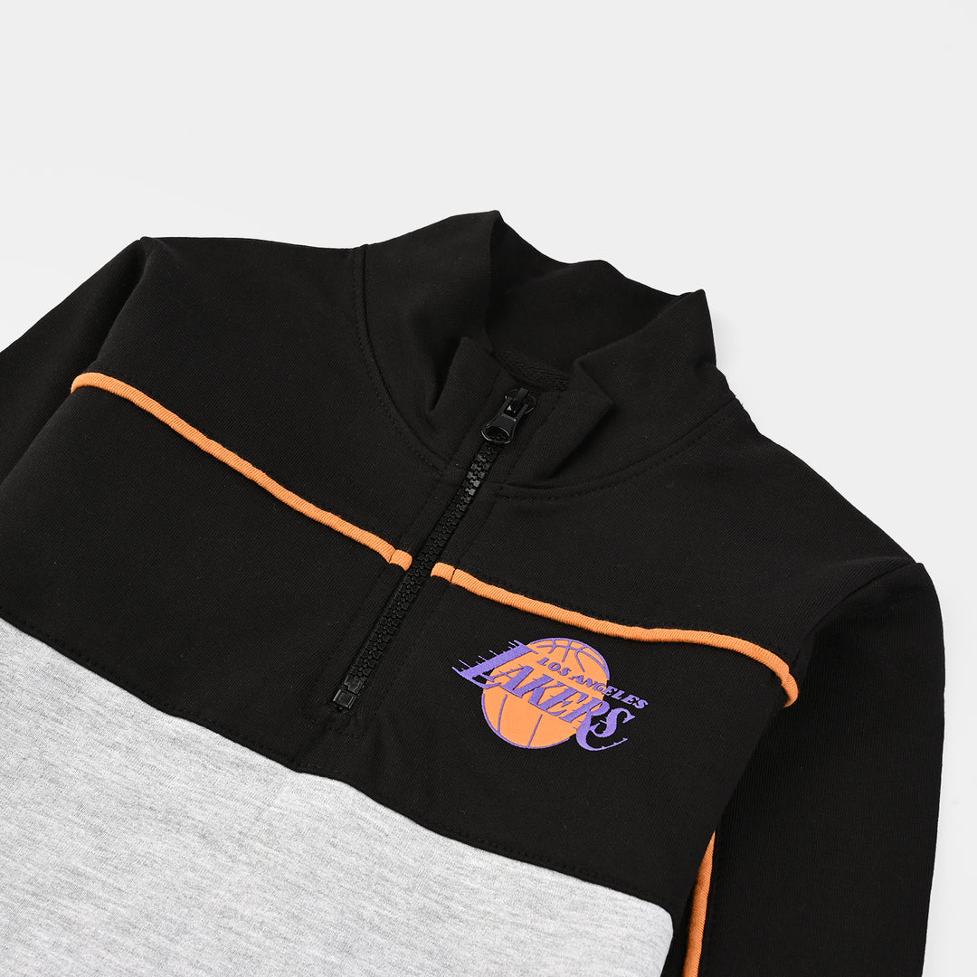 Boys Jersey/Terry 2 Piece Suit Lakers-Black/Grey