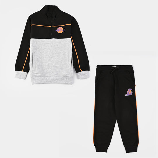 Boys Jersey/Terry 2 Piece Suit Lakers-Black/Grey