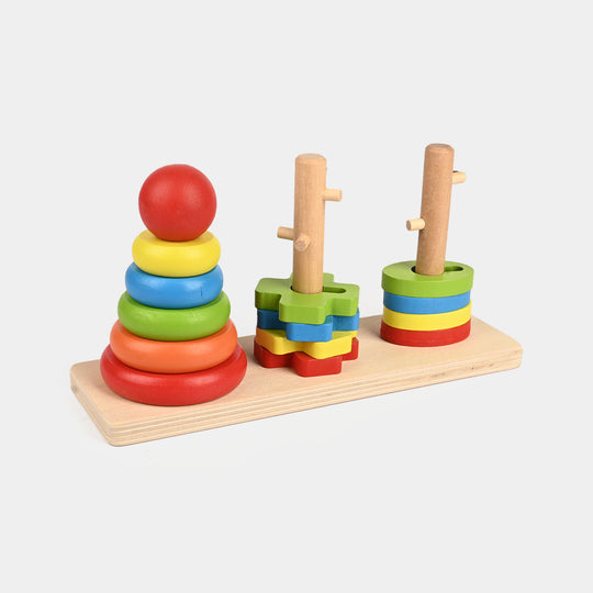 Wooden Toy Three Coloum Tower