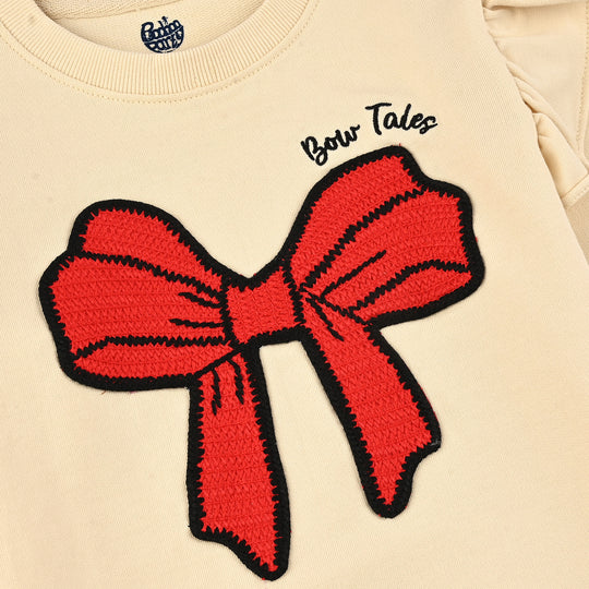 Infant Girls Jersey/Terry Sweatshirt Bow-Wood Ash
