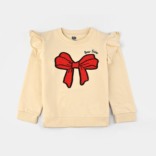 Infant Girls Jersey/Terry Sweatshirt Bow-Wood Ash
