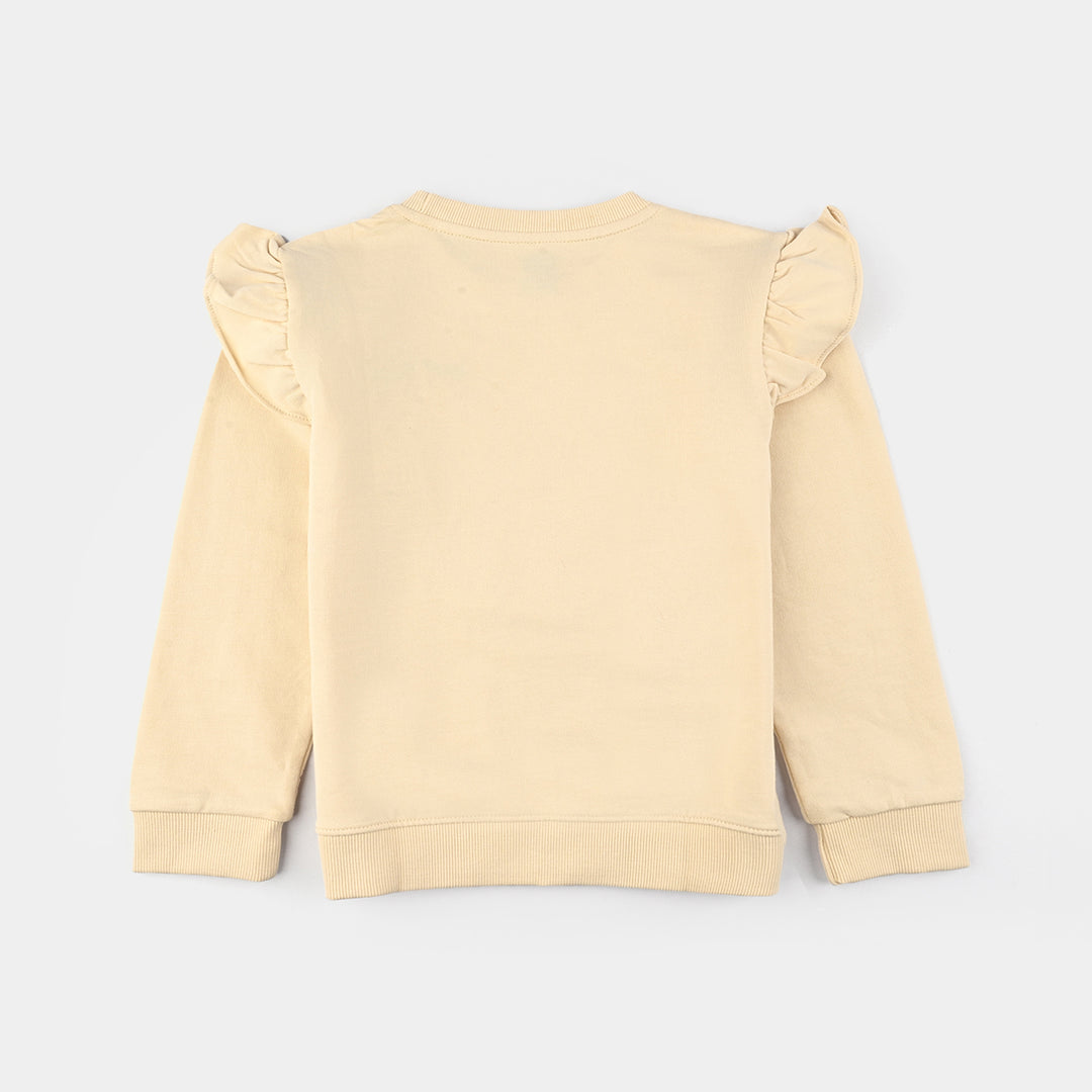 Infant Girls Jersey/Terry Sweatshirt Bow-Wood Ash