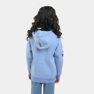 Girls Fleece Knitted Hooded Jacket Character-Blue