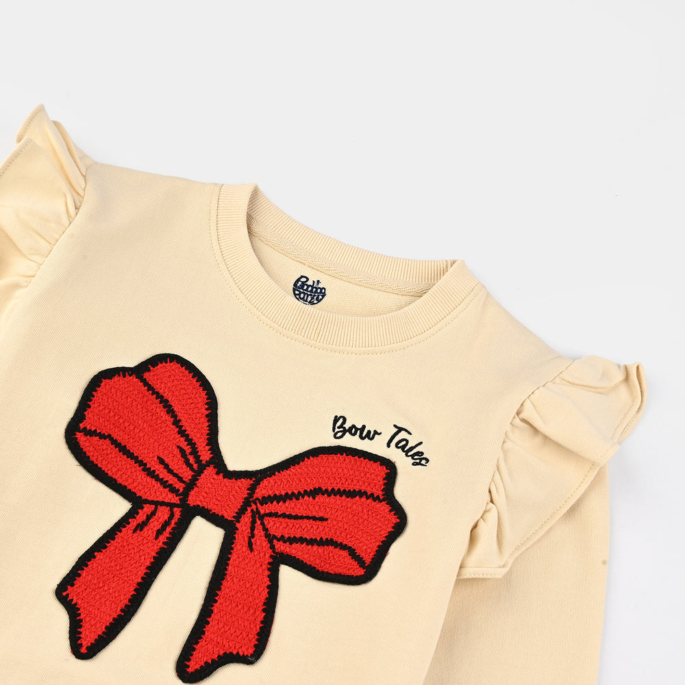 Girls Jersey/Terry Sweatshirt Bow-Wood Ash