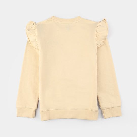 Girls Jersey/Terry Sweatshirt Bow-Wood Ash