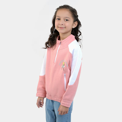 Girls Fleece Knitted Jacket Character -Quartz Pink