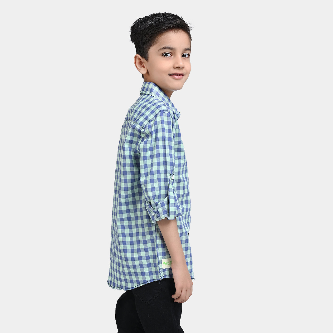 Boys Yarn Dyed Casual Shirt-L/Green