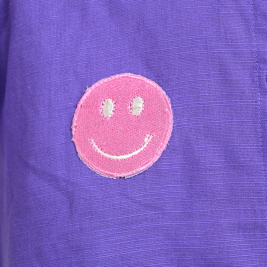 Girls Cotton Slub Emb Top Feel your Feeling-Purple