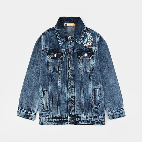Boys Denim Stretch Jacket-Mid Blue
