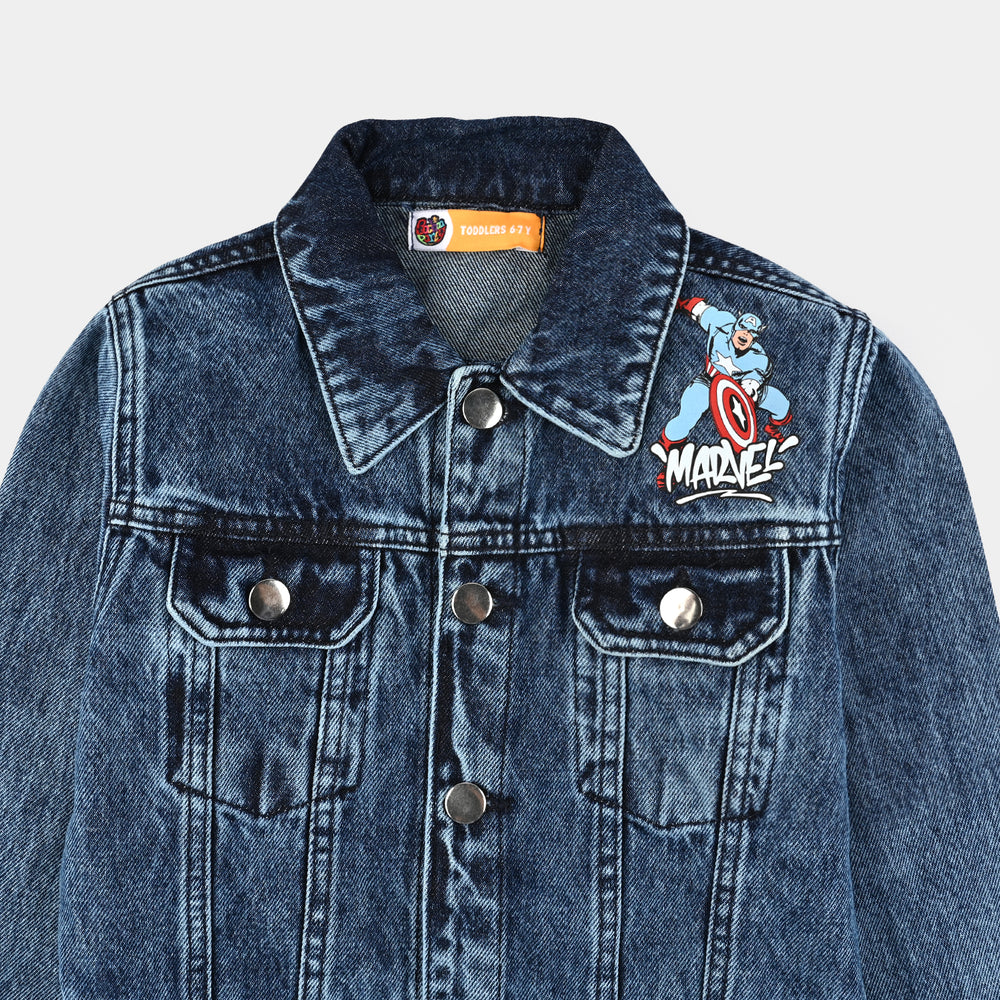 Boys Denim Stretch Jacket-Mid Blue