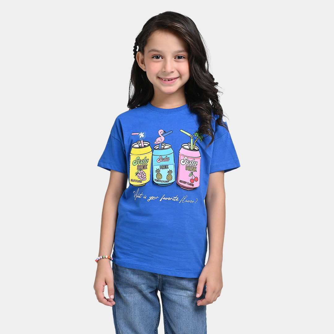 Girls Cotton Jersey T-Shirt H/S Soda-Blue