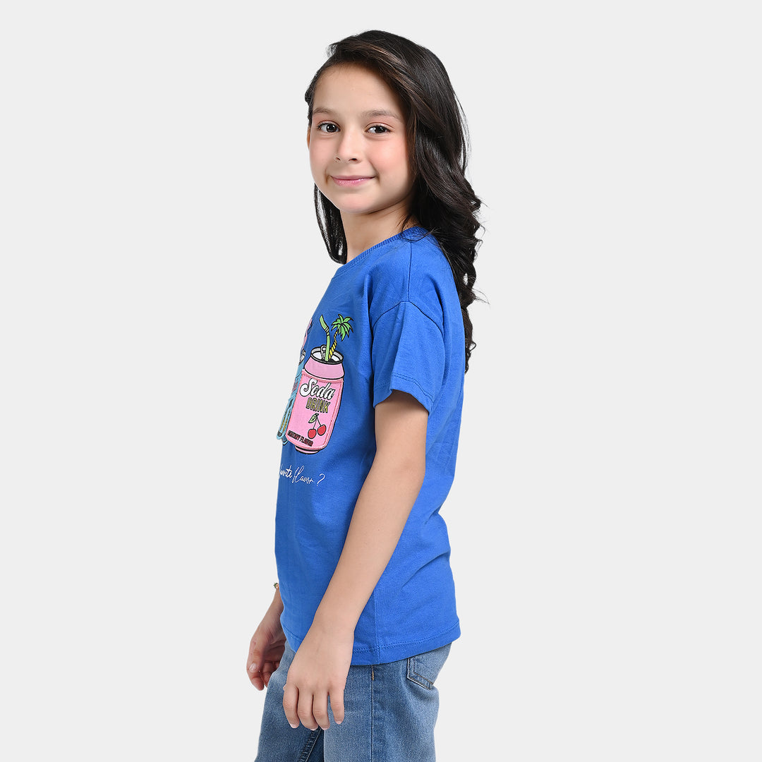 Girls Cotton Jersey T-Shirt H/S Soda-Blue