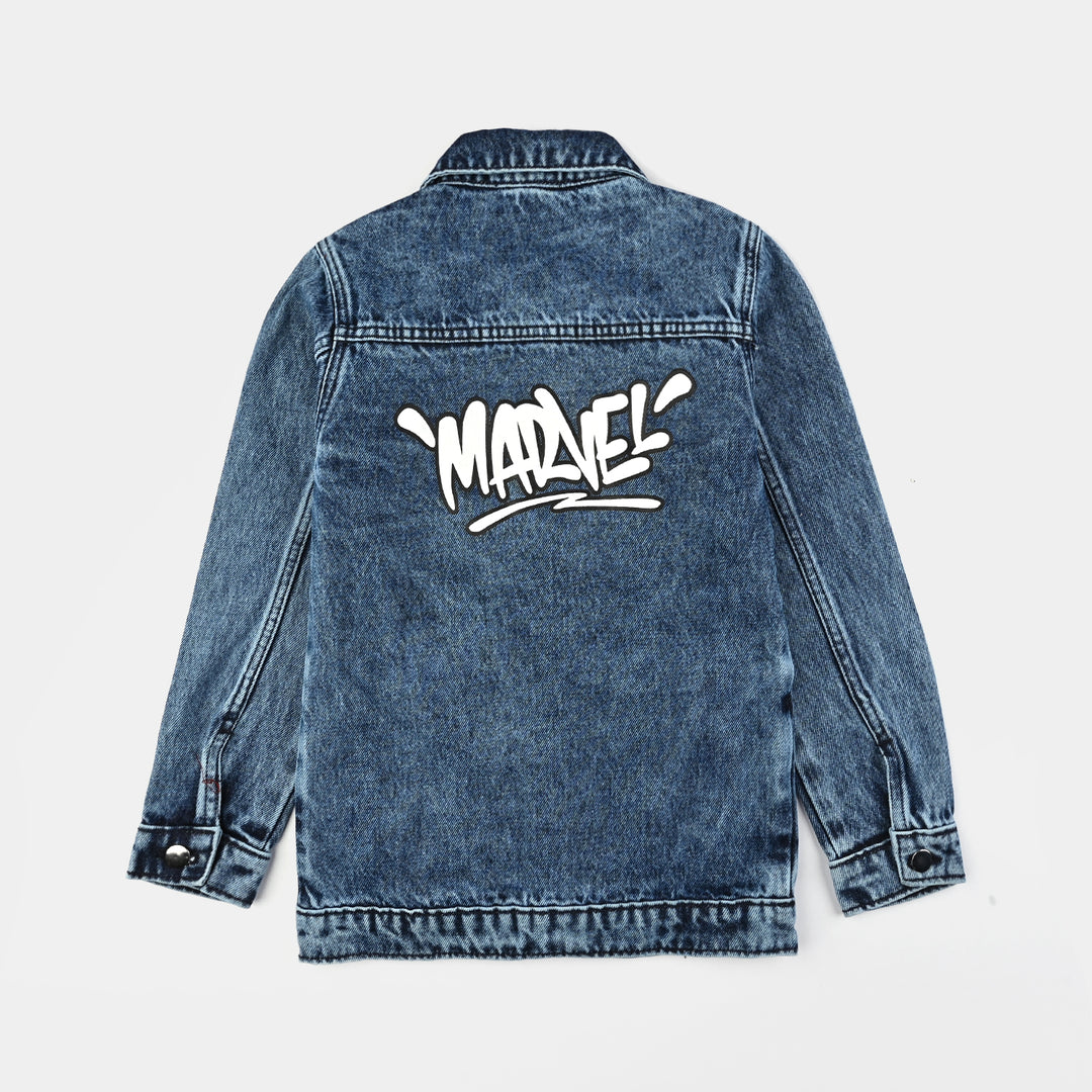 Boys Denim Stretch Jacket-Mid Blue