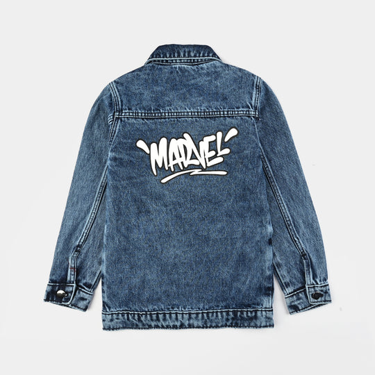 Boys Denim Stretch Jacket-Mid Blue