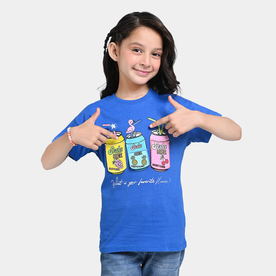 Girls Cotton Jersey T-Shirt H/S Soda-Blue