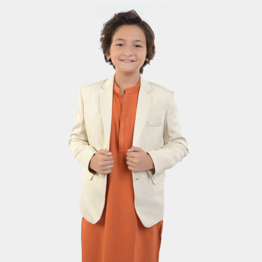 BOYS WOOL BLAZER ELBOW PATCH -Fawn