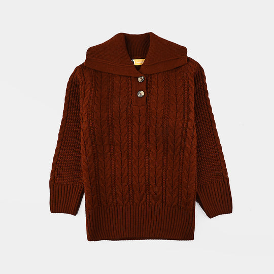 Girls Mock Neck Sweater F/S-Red Ochre