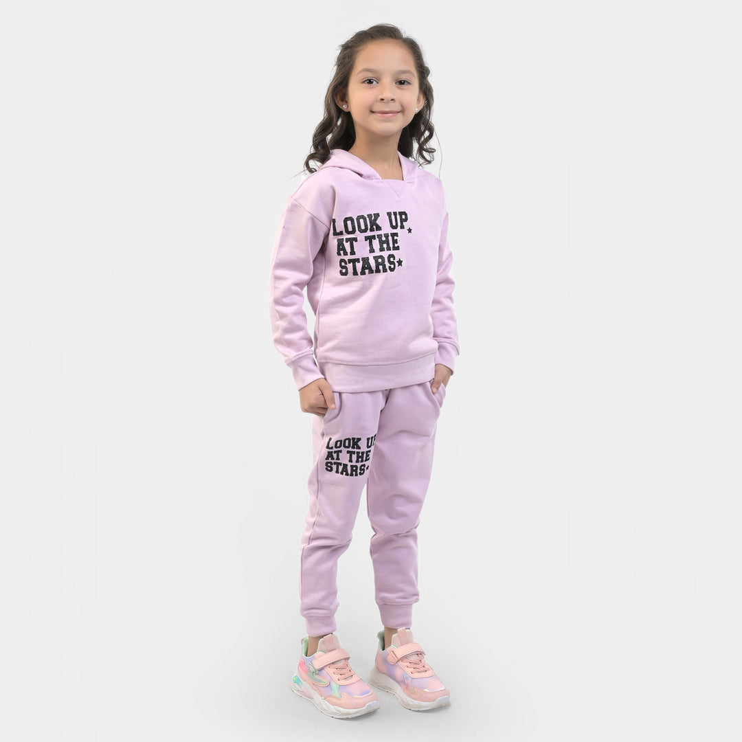 Girls Fleece 2 Piece Suit Stars - Lilac