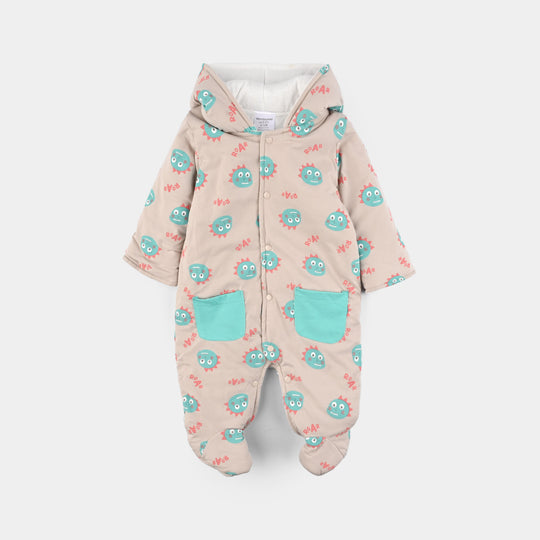 Infant Boys Cotton Interlock Romper-Grey Green